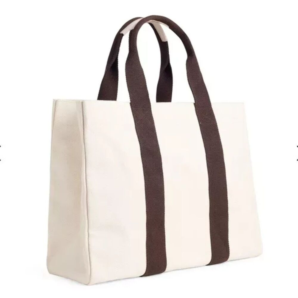 Le Bar Marche La Plage Book Tote in Ivory Brown